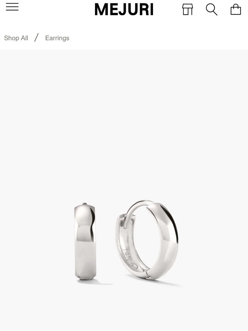 Mejuri 14k White Gold Bold Huggie Hoops